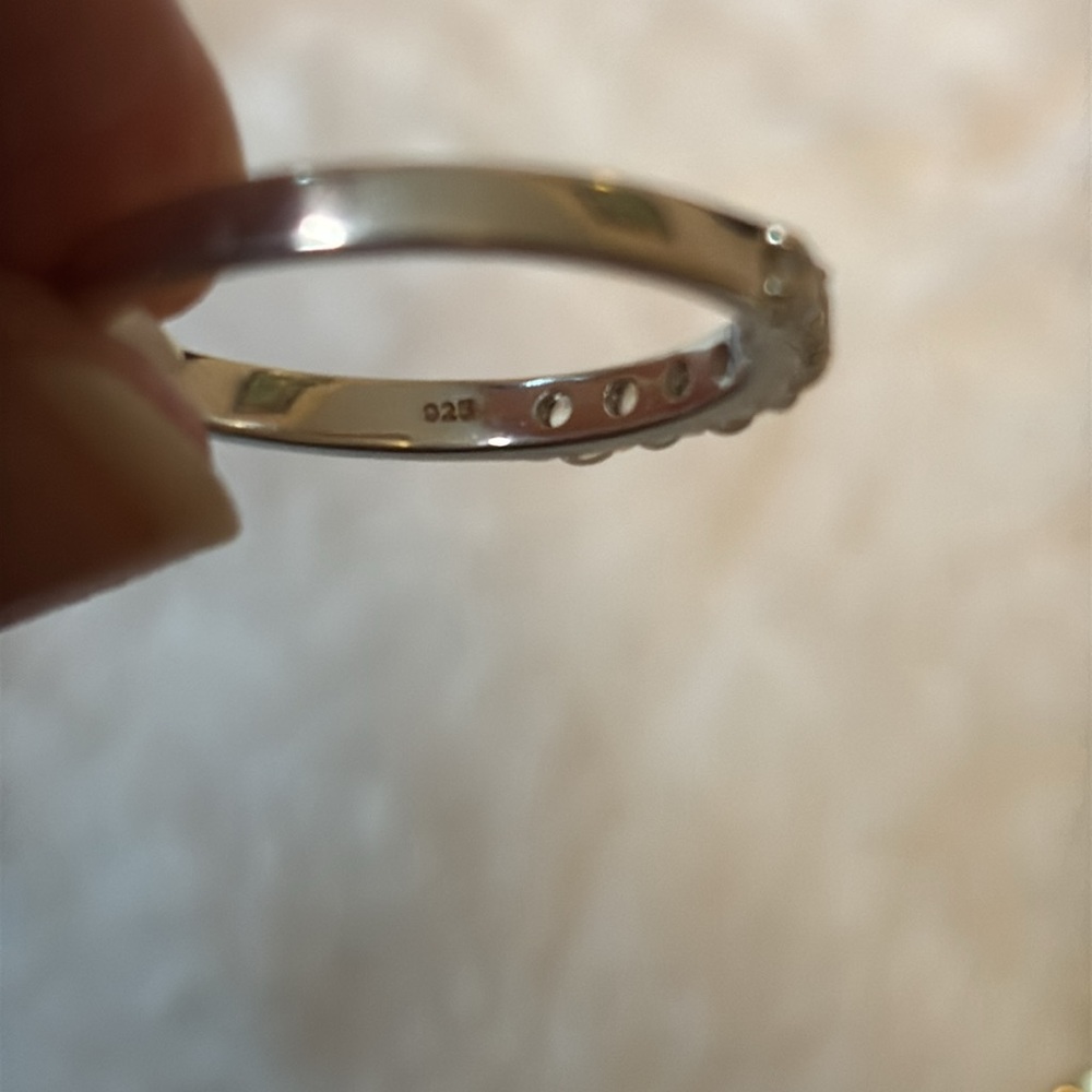 925 Genuine Rainbow Moonstone 7 Stone Band Ring Sterling Silver - Picture 6 of 8